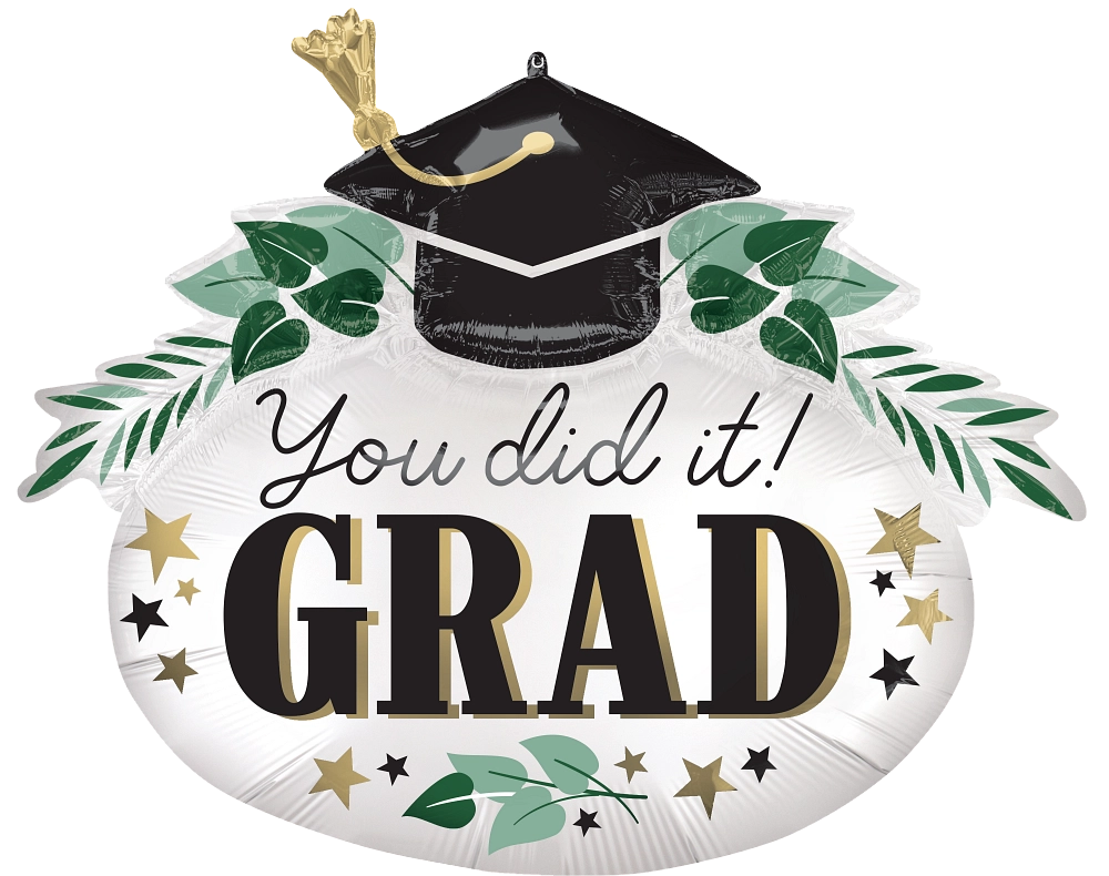 34" Satin You Did It Ivy Grad SuperShape Foil Balloon