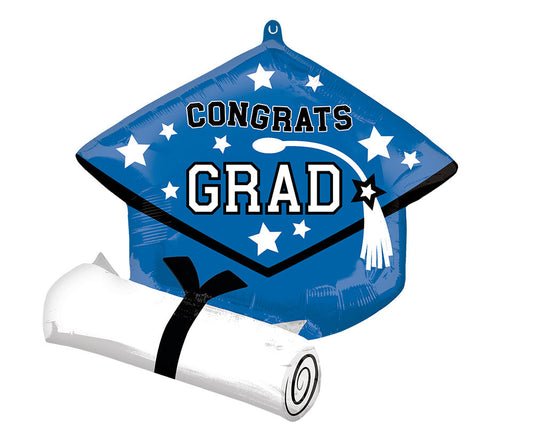 25" School Colors Grad Hat & Diploma - Blue