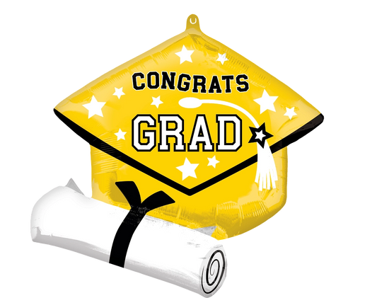 25" School Colors Grad Hat & Diploma - Yellow