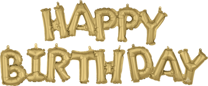 Happy Birthday - Air-Filled Balloon Banner Phrase