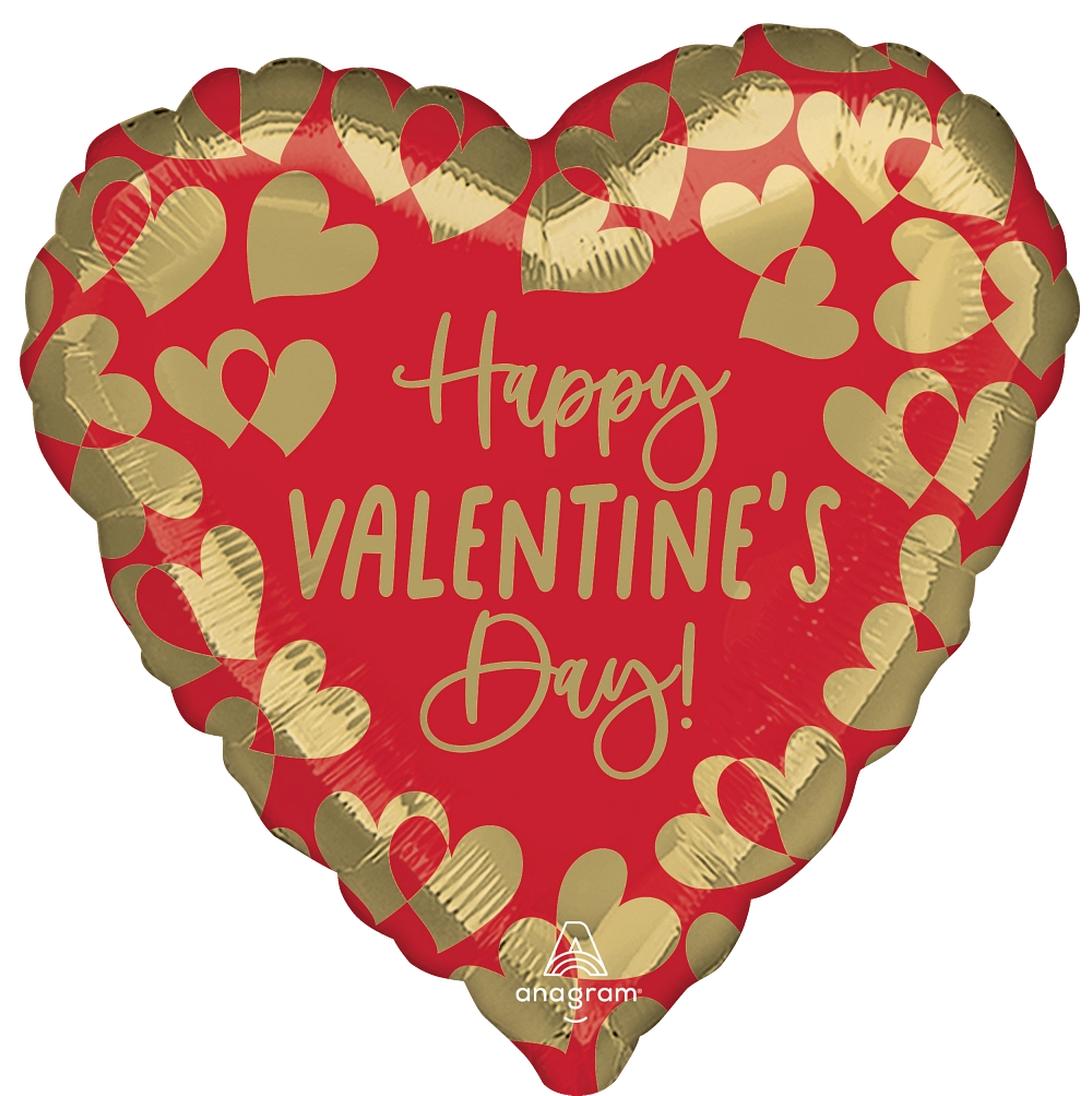 28" Golden Valentine Heart Foil Balloon