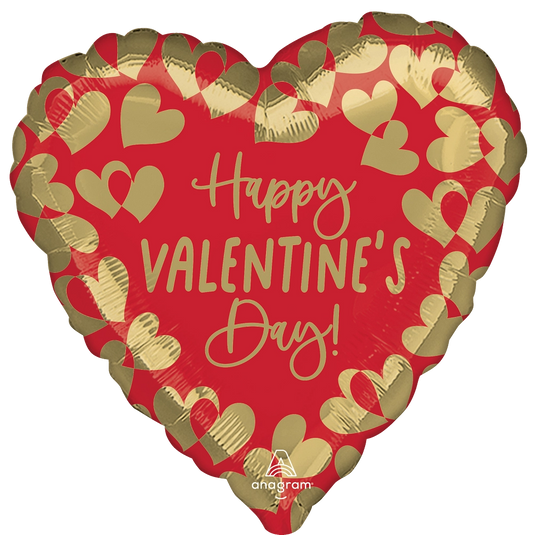 28" Golden Valentine Heart Foil Balloon