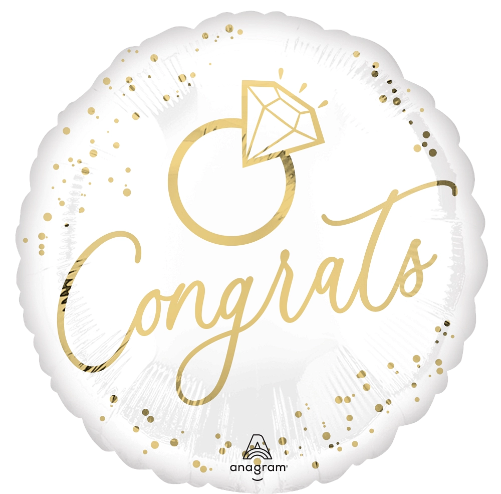 17" Congrats Gold Ring Foil Balloon