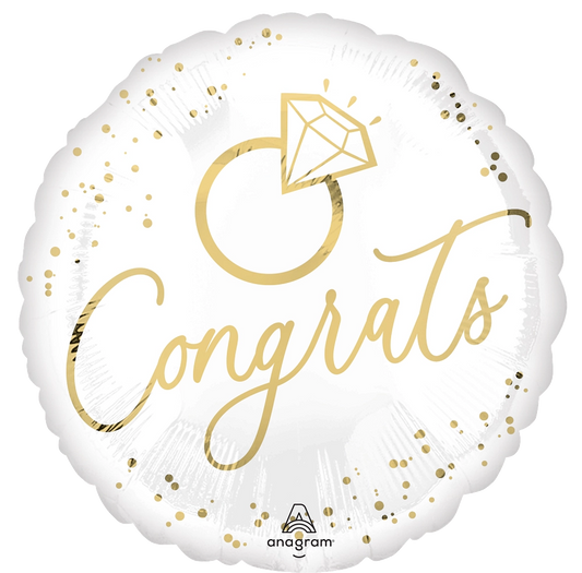 17" Congrats Gold Ring Foil Balloon