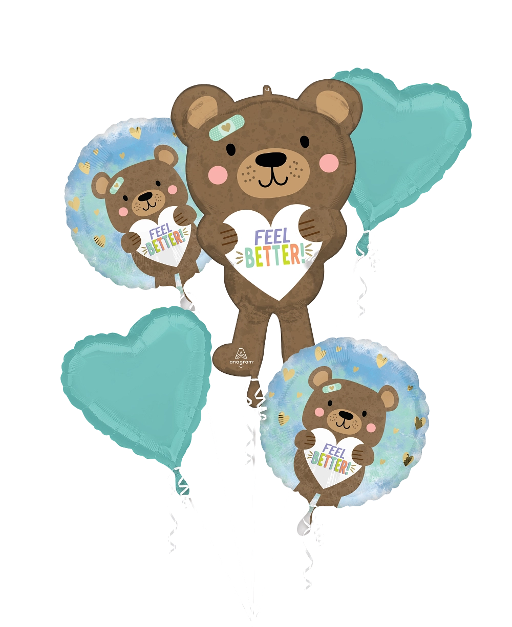 Feel Better Bear Foil Balloon Bouquet