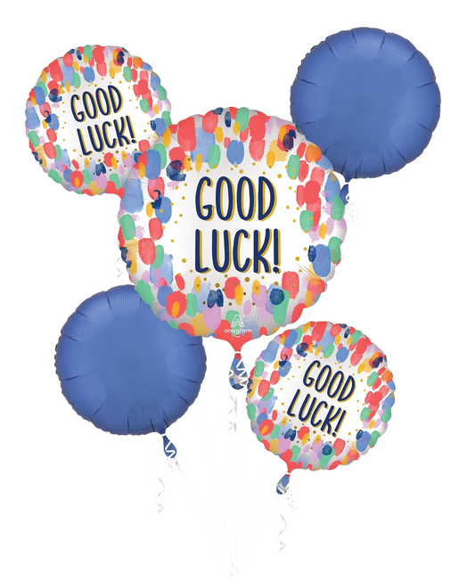 Satin Painterly Dots Good Luck Foil Balloon Bouquet