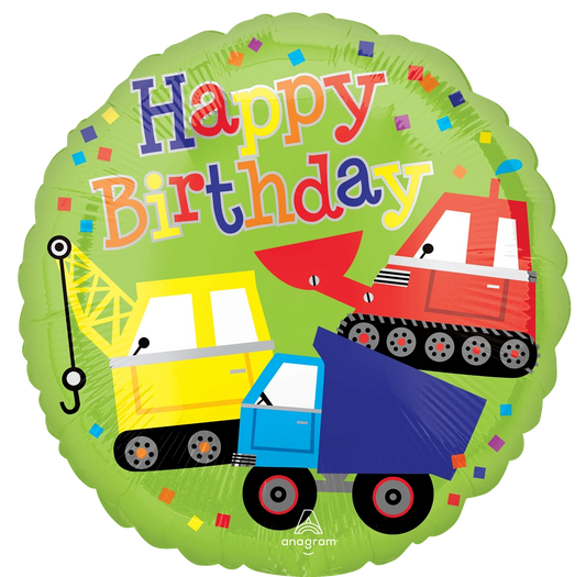 17" Happy Birthday Trucks Foil Balloon