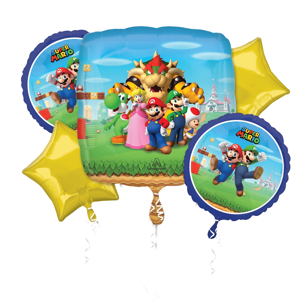 Mario Bros Foil Balloon Bouquet