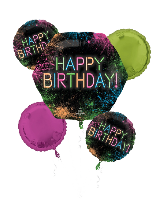 Let's Glow Crazy Birthday Foil Balloon Bouquet