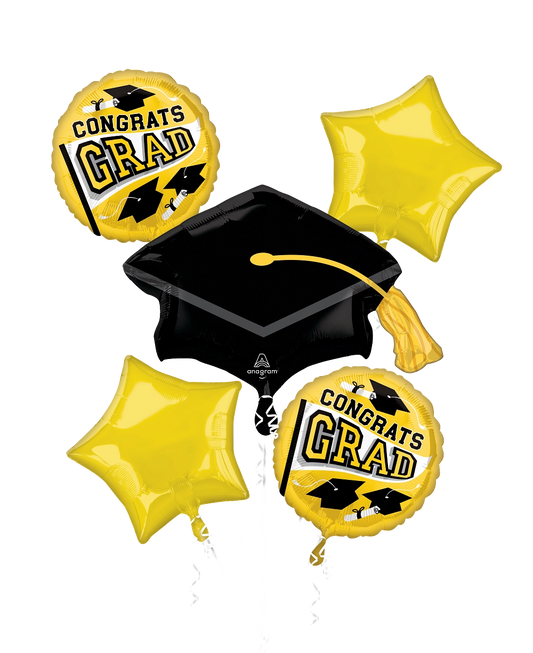 Yellow Grad School Color Foil Balloon Bouquet