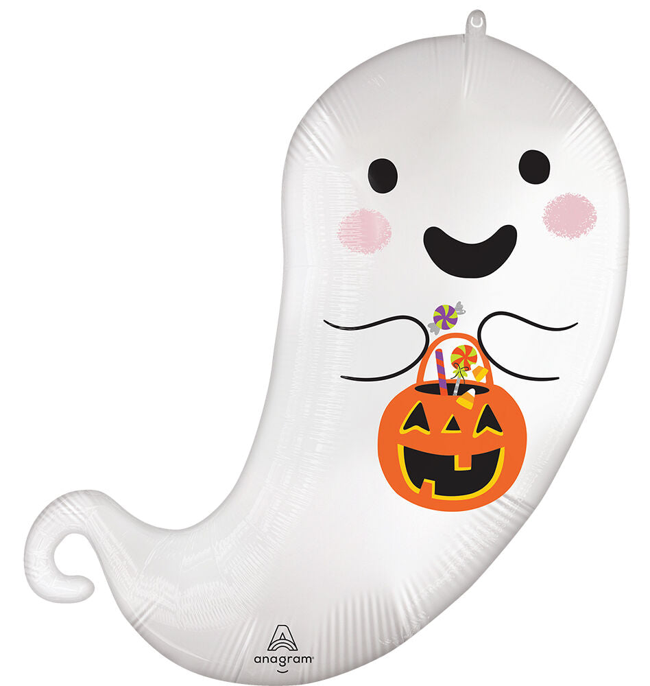 27" Satin Trick or Treat Ghost Foil Balloon