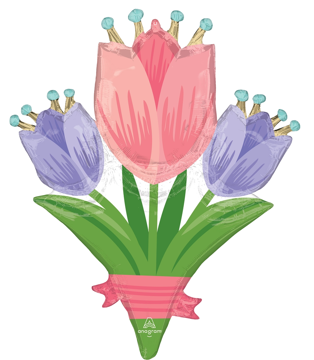 38" Spring Cheer Tulips Foil Balloon