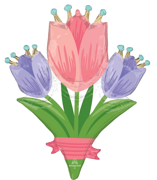 38" Spring Cheer Tulips Foil Balloon