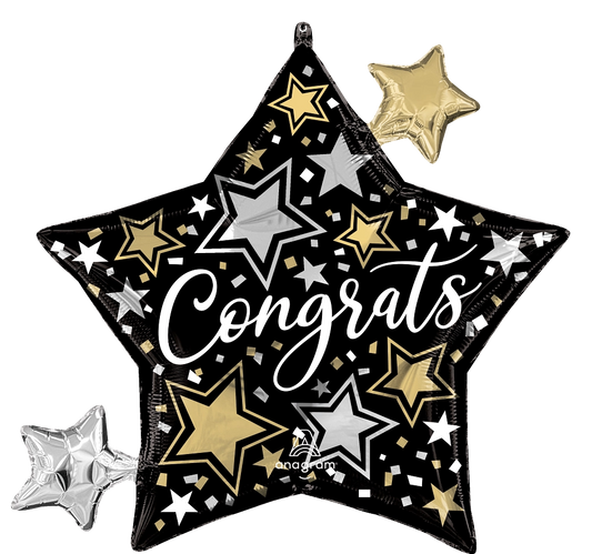 29" Congrats Triple Stars SuperShape Foil Balloon