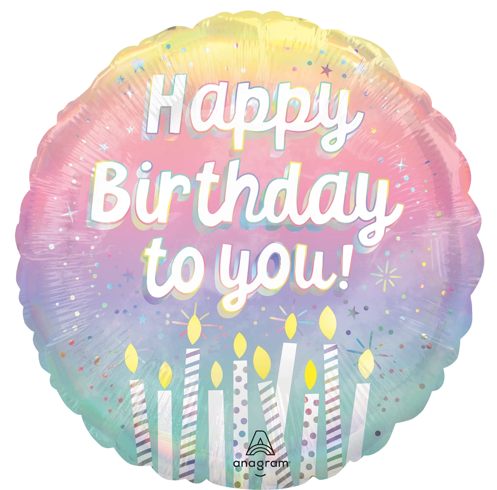 17" Pearlized Holographic Happy Birthday