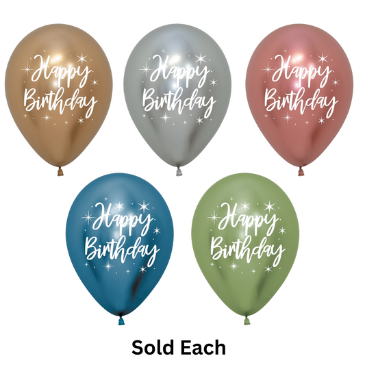 11" Happy Birthday Reflex Assorted Colors Latex Balloon