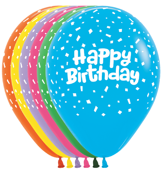11" Printed Latex - Happy Birthday - Assorted Colors