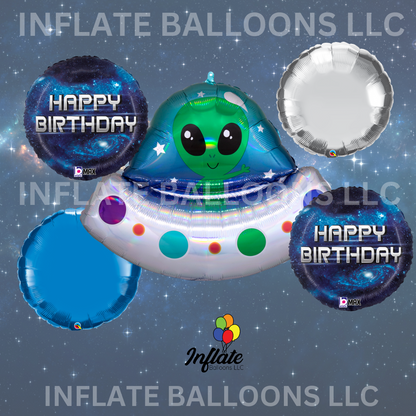 Alien & Galaxy Birthday Balloon Bouquet Bundle