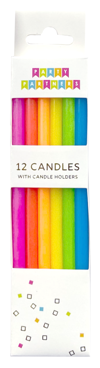 Neon Rainbow Gradient 12 Candle Set