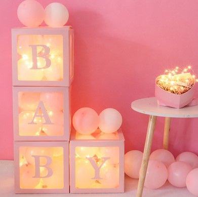 Baby Boxes, Balloons & Lights - Set of 4