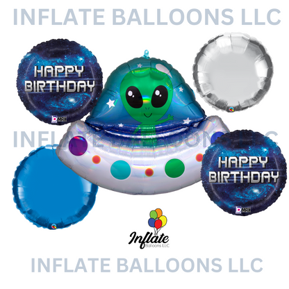 Alien & Galaxy Birthday Balloon Bouquet Bundle