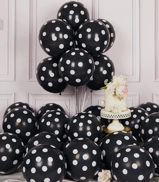 11" Black Polka Dot Latex Balloon