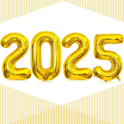 Gold 16" Air Filled 2025 Foil Number Balloon Banner Set