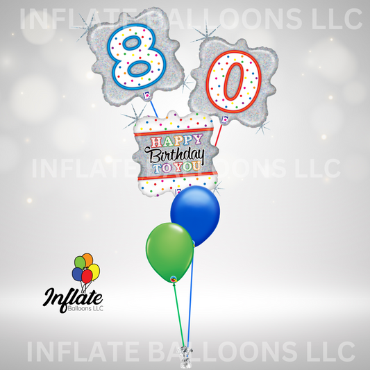 80th Birthday Candle Balloon Bundle