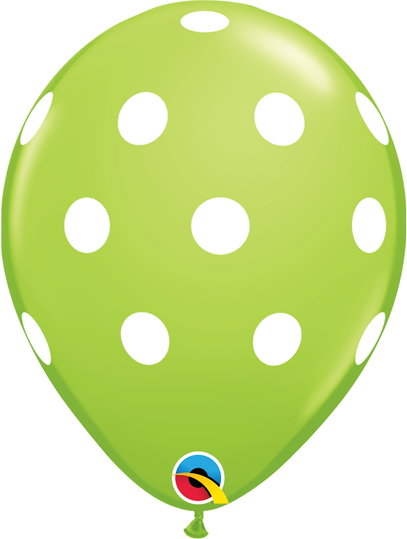 11" Latex - Lime Green Polka Dots