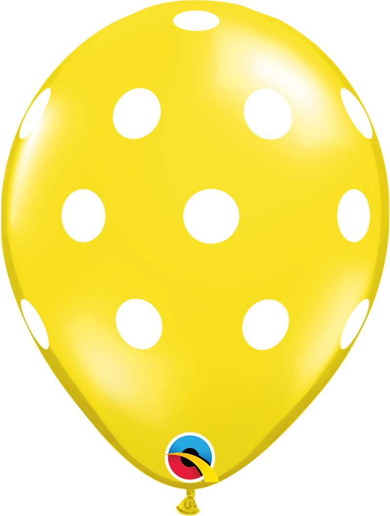 11" Latex - Yellow Polka Dots