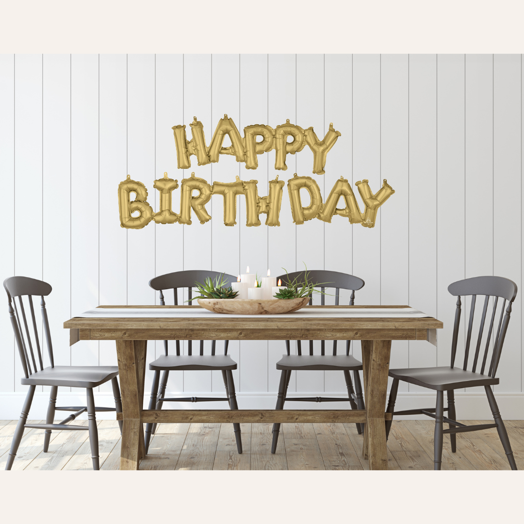 Happy Birthday - Air-Filled Balloon Banner Phrase