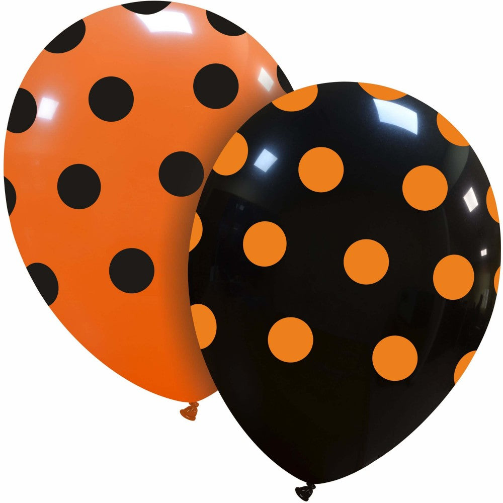 12" Latex Halloween Polka Dot Balloons