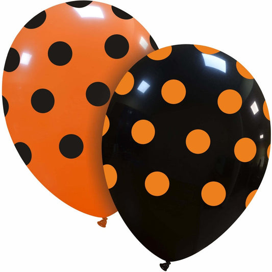 12" Latex Halloween Polka Dot Balloons