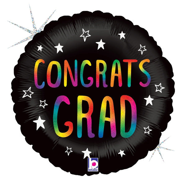 18" Holographic Rainbow Congrats Grad Foil Balloon