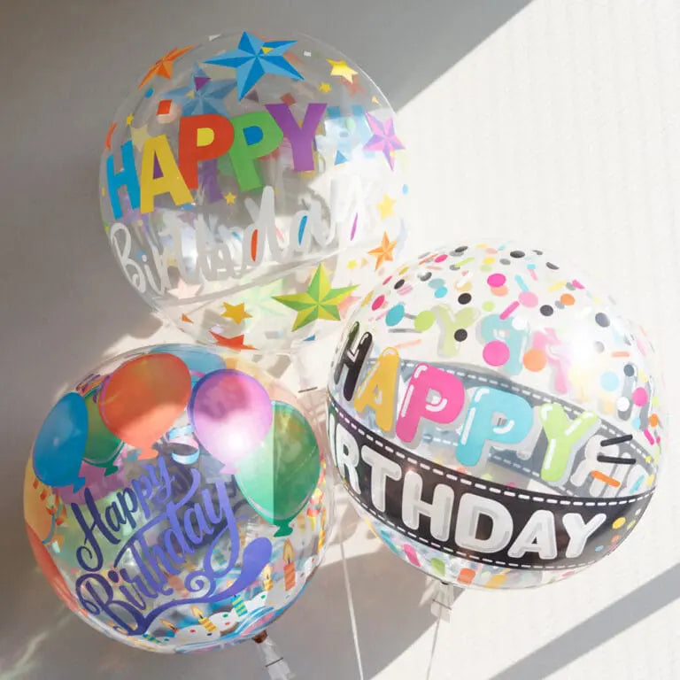 22" Happy Birthday Pink & Gold Bubble Balloon