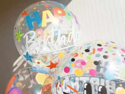 22" Happy Birthday Pink & Gold Bubble Balloon