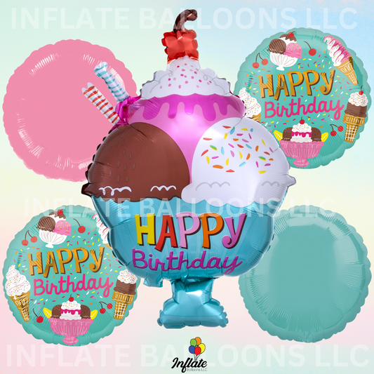 Ice Cream Foil Balloon Bouquet Bundle