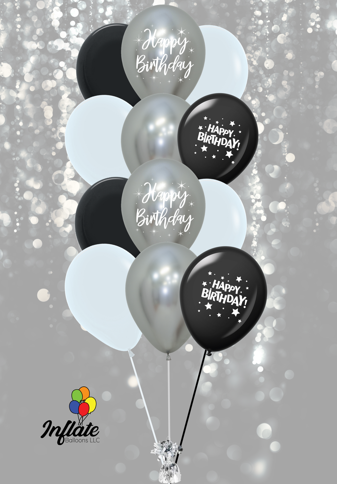L12 - Elegant Silver Birthday Bouquet Bundle