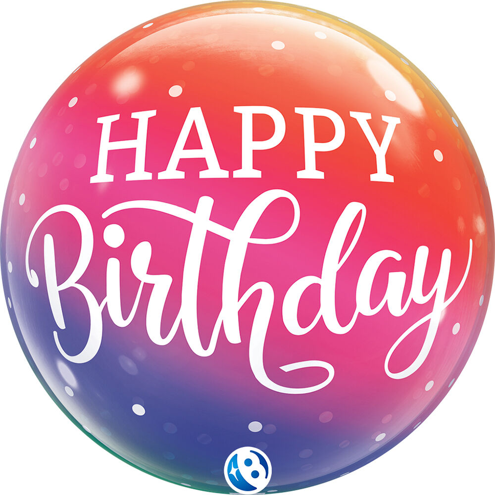 22" Happy Birthday Bubble Balloon Ombre with Dots