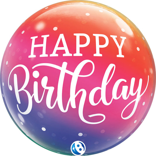 22" Happy Birthday Bubble Balloon Ombre with Dots