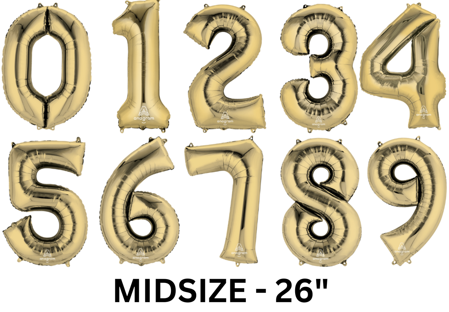 Midsize White Gold Numbers