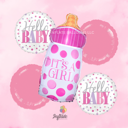 Baby Girl & Bottle Foil Bouquet