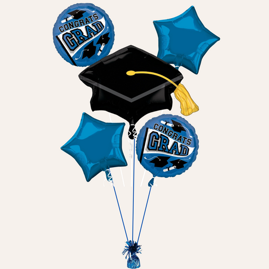 Blue Grad School Color Foil Balloon Bouquet