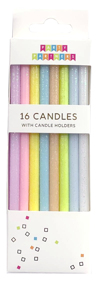 Tall Pastel Rainbow Gradient 16 Candle Set
