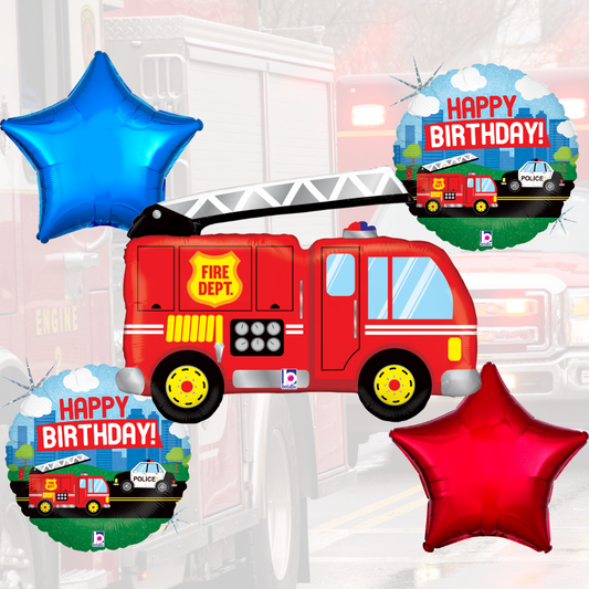 Fire Truck Foil Bouquet Bundle