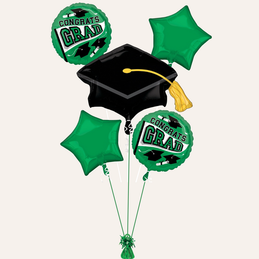 Green Grad School Color Foil Balloon Bouquet