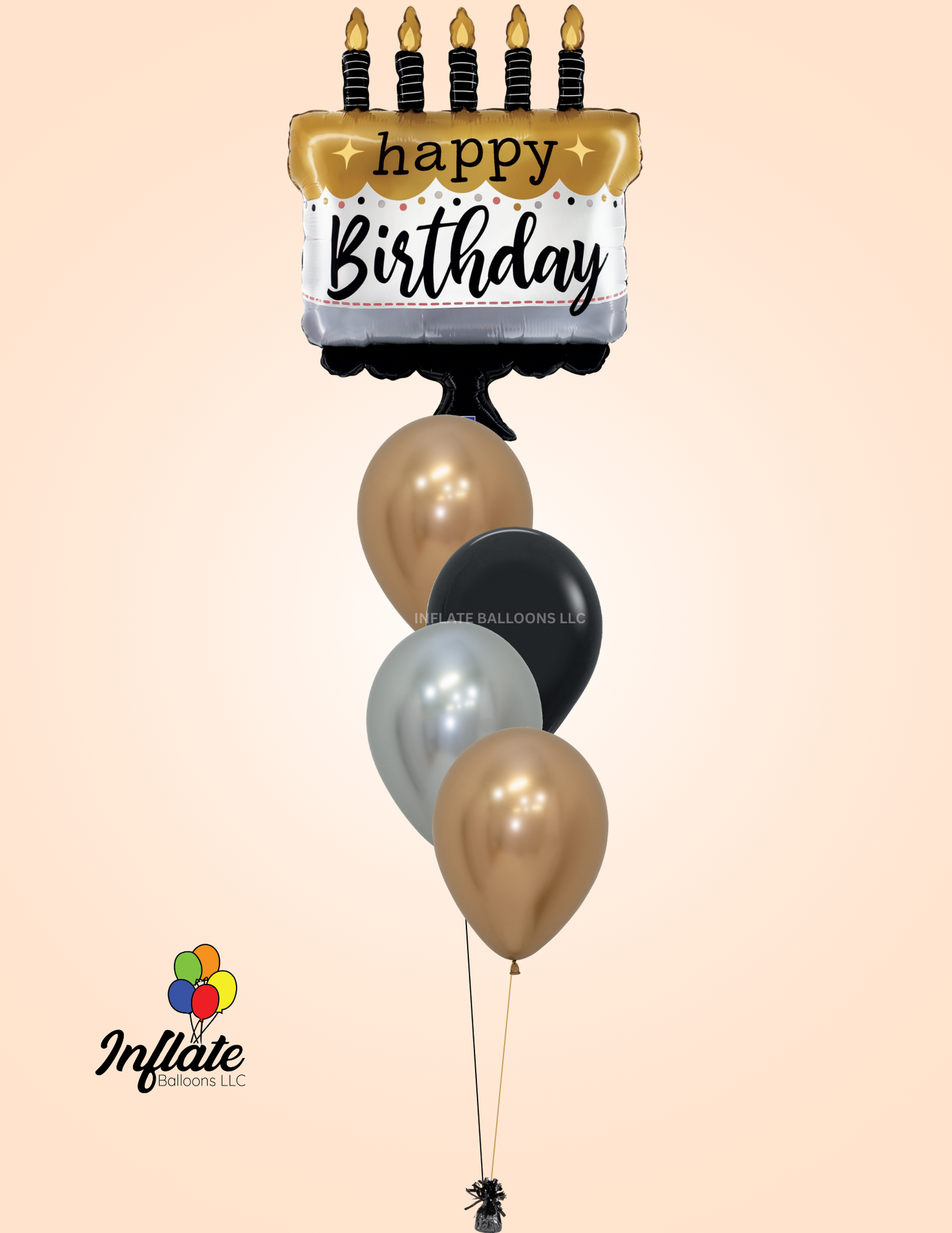 Satin Metallic Birthday Cake - Bouquet of 5