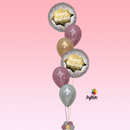 Gold Satin Birthday Burst - Pink Bouquet