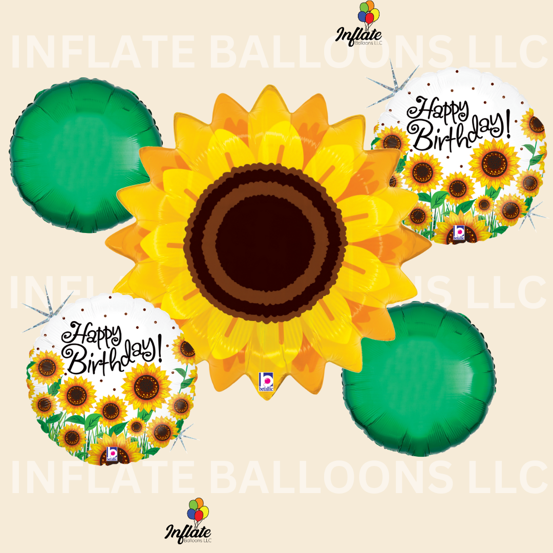 Sunflower Foil Balloon Bouquet Bundle