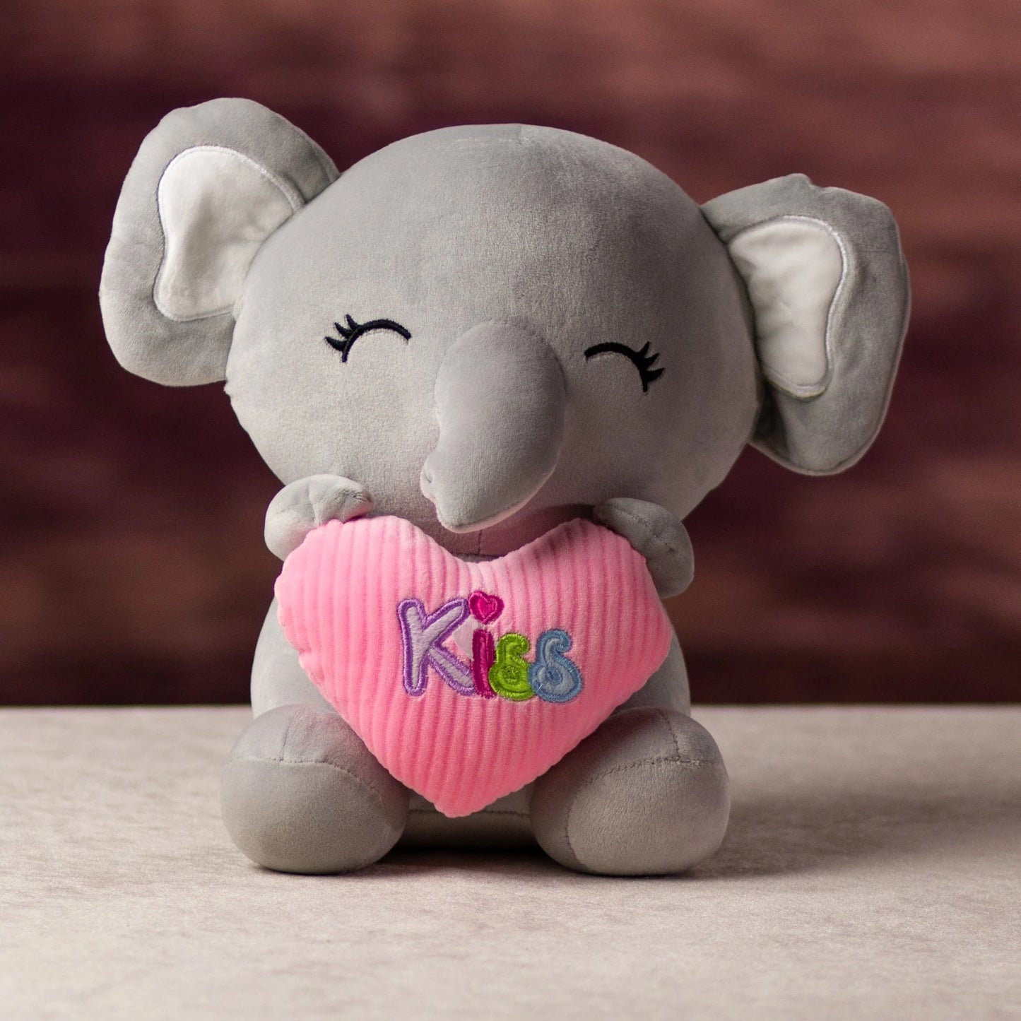 Kiss 10.5" Squishy Valentine's Elephant - Stuffed Animal